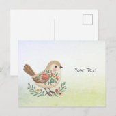 Kleine Vogel Bloemig Gouden Briefkaart (Voorkant / Achterkant)