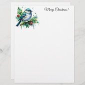 Kleine vogel en kerstgroente briefhoofd (Voorkant / Achterkant)