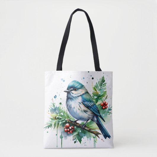 Kleine vogel en kerstgroente tote bag (Voorkant)