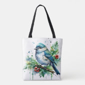 Kleine vogel en kerstgroente tote bag (Achterkant)
