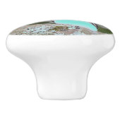 Kleine vogel in blauw en groene lade trekken keramische knop (Zijkant)