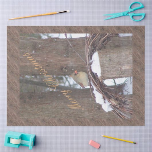 Kleine vogel kerstwensen tissuepapier (Craft)