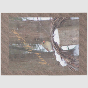 Kleine vogel kerstwensen tissuepapier