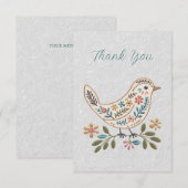 Kleine vogel Kleurrijke Bloemen Dank u kaart (Voorkant / Achterkant)