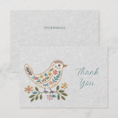 Kleine vogel Kleurrijke Bloemen Dank u kaart (Voorkant / Achterkant)
