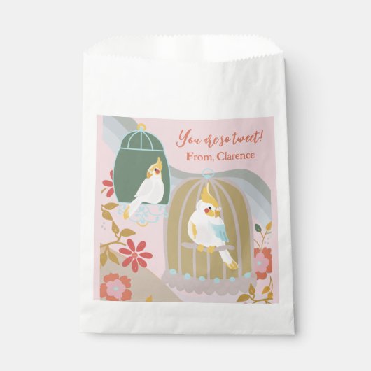 Kleine vogel kleurrijke meisjes verjaardag bedankzakje (Voorkant)