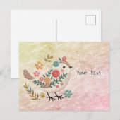 Kleine Vogel Laat Bloemen Roze Ansichtkaart Briefkaart (Voorkant / Achterkant)
