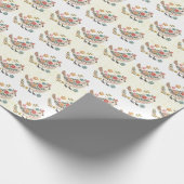 Kleine vogel laat bloemen roze inpakpapier (Hoek)