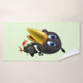 Kleine vogel met hart cadeau grappige badhanddoek (Badhanddoek)