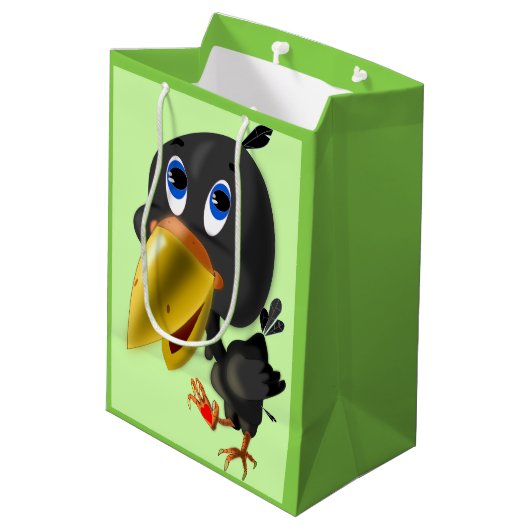 Kleine Vogel met Hart Grappige Gift Bag  Medium Cadeauzakje (Achterkant Gekanteld)