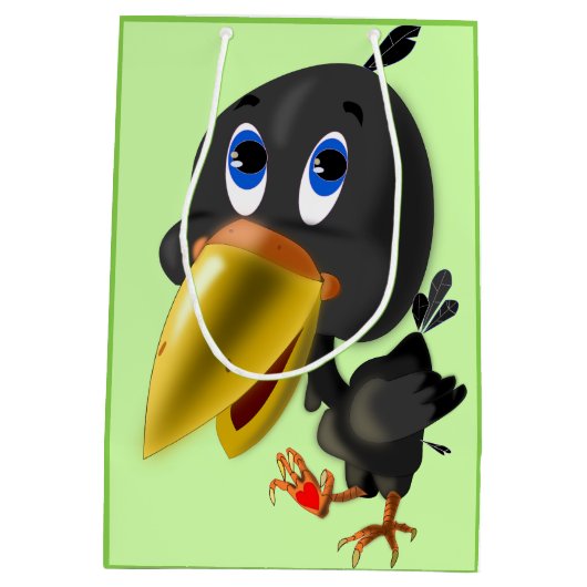 Kleine Vogel met Hart Grappige Gift Bag  Medium Cadeauzakje (Achterkant)