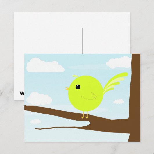 Kleine vogel op een boom briefkaart (Voorkant / Achterkant)