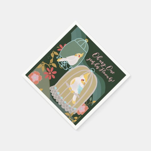 Kleine Vogel Regenboog Groen Meisje Eerste Verjaar Servet (Hoek)