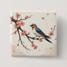 Kleine Vogel Vierkante Button 5,1 Cm