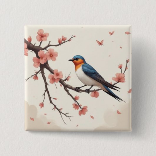 Kleine Vogel Vierkante Button 5,1 Cm (Voorkant)
