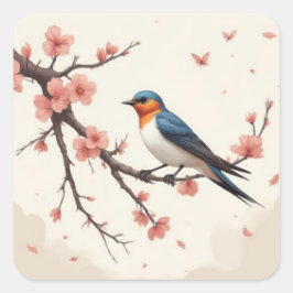 Kleine Vogel Vierkante Sticker