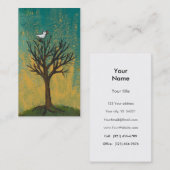 Kleine vogel zingt leuk  kunstschilderij visitekaartje (Voorkant / Achterkant)