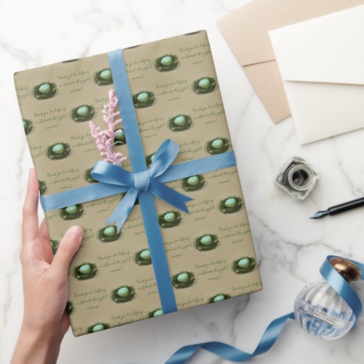 Kleine vogelnestjes met blauwgespikkelde eiertan A Cadeaupapier (Geschenken)