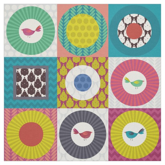 kleine vogelpanelen stof (Swatch)