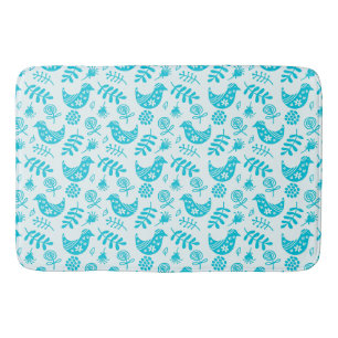 Kleine Vogels Blauwgroen Wit Badmat
