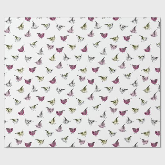 Kleine vogels cadeaupapier (Vlak)