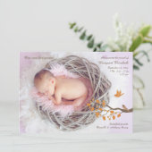 Kleine Vogels Foto Geboorteaankondiging Aankondiging (Staand voorkant)