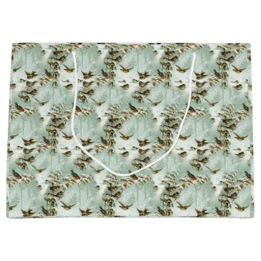 Kleine vogels in de sneeuw groot cadeauzakje (Voorkant)