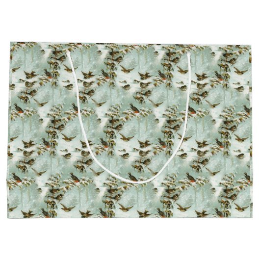 Kleine vogels in de sneeuw groot cadeauzakje (Achterkant)