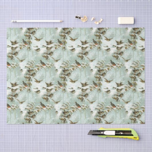 Kleine vogels in de sneeuw tissuepapier (Craft)