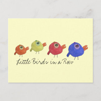 Kleine vogels in een rij briefkaart