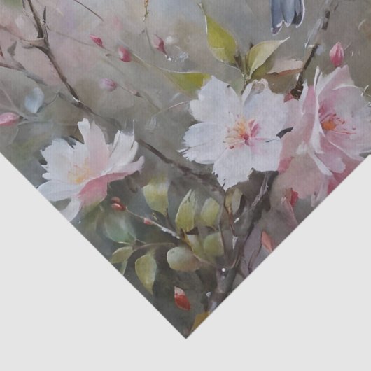 Kleine vogels met bloeiende bloemen Decoupage Tissuepapier (Detail)