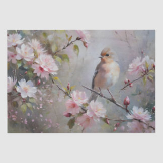 Kleine vogels met bloeiende bloemen Decoupage Tissuepapier