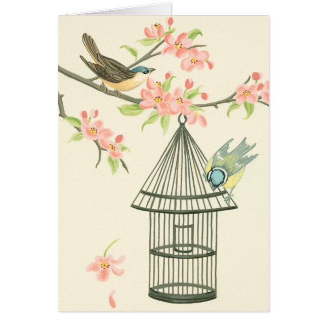 Kleine vogels op een bijkantoor en op een vogelkoo (Voorkant)