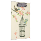 Kleine vogels op een bijkantoor en op een vogelkoo klembord (Rechts)