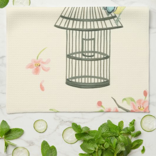 Kleine vogels op een bijkantoor en op een vogelkoo theedoek (Gevouwen)