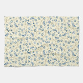 Kleine vogels op twijgen. retro, blauwe vogels, ro theedoek (Horizontaal)