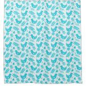 Kleine vogels turquoise wit douchegordijn (Voorkant)