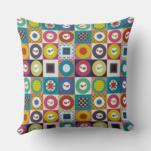 Kleine vogelvierkantjes klein kussen (Achterkant)