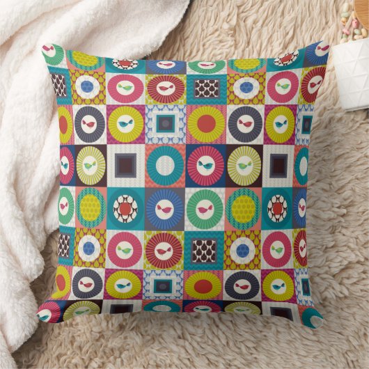 Kleine vogelvierkantjes klein kussen (Deken)