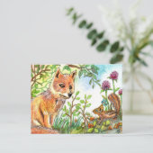 Kleine vos en Chipmunk Briefkaart (Staand voorkant)
