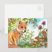 Kleine vos en Chipmunk Briefkaart (Voorkant / Achterkant)
