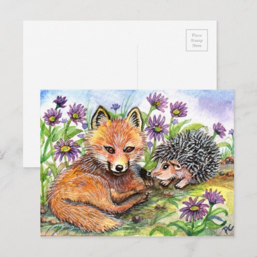 Kleine vos en egel briefkaart (Voorkant / Achterkant)
