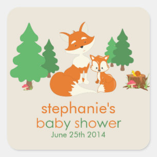 Kleine vos- en mam-Baby shower sticker
