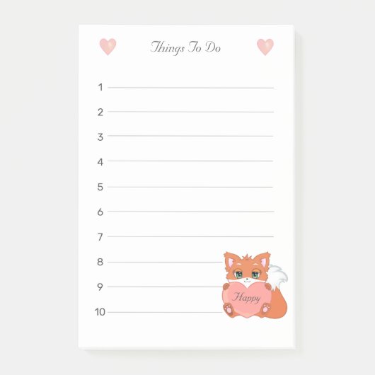 Kleine Vos & Hart Dingen Te Doen Gelinieerd Post-it® Notes (Voorkant)