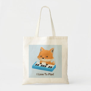Kleine Vos Houdt Van Piano Spelen Kinderen Boodsch Tote Bag