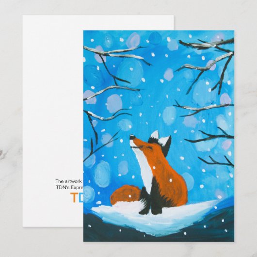 Kleine vos houdt van sneeuw feestdagenkaart (Voorkant / Achterkant)