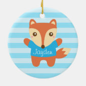 Kleine vos in blauw, voor kinderen keramisch ornament (Achterkant)