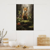 Kleine Vos In Bos Muurprint, Botanische Donker Poster (Keuken)