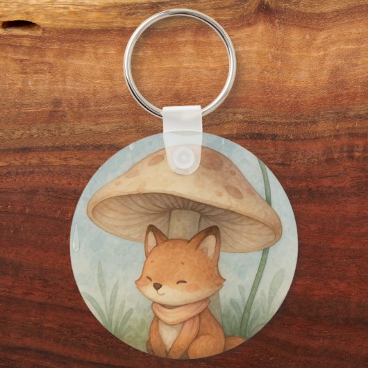 Kleine vos in de regen sleutelhanger (Achterkant)