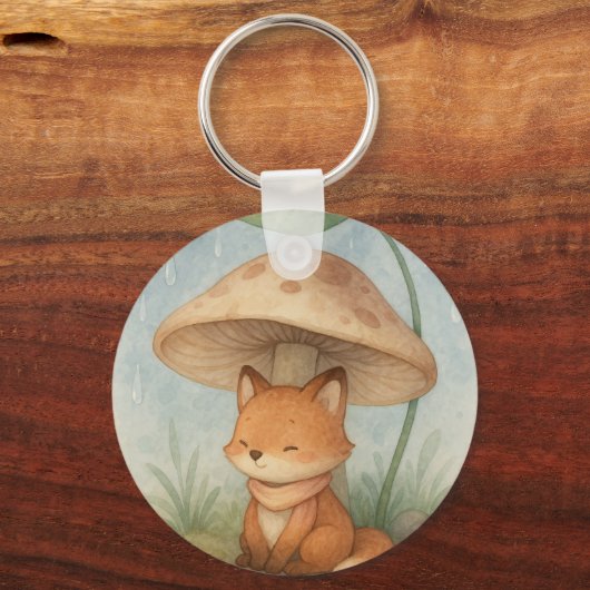 Kleine vos in de regen sleutelhanger (Voorkant)